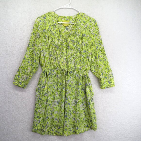 Maeve Dresses & Skirts - Maeve Dress Womens Small Green Floral Anthropologie Pintuck Drawstring Lined